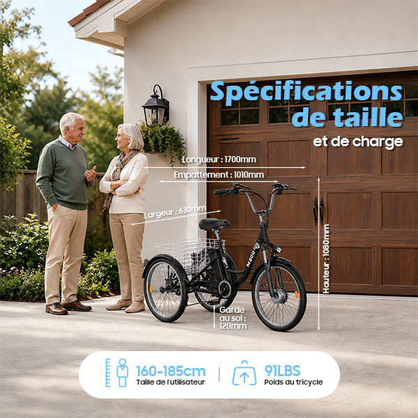 TUNO M300 Electric Tricycle | 3-Wheel Cargo E-Trike, 350W, 40-50 km Range